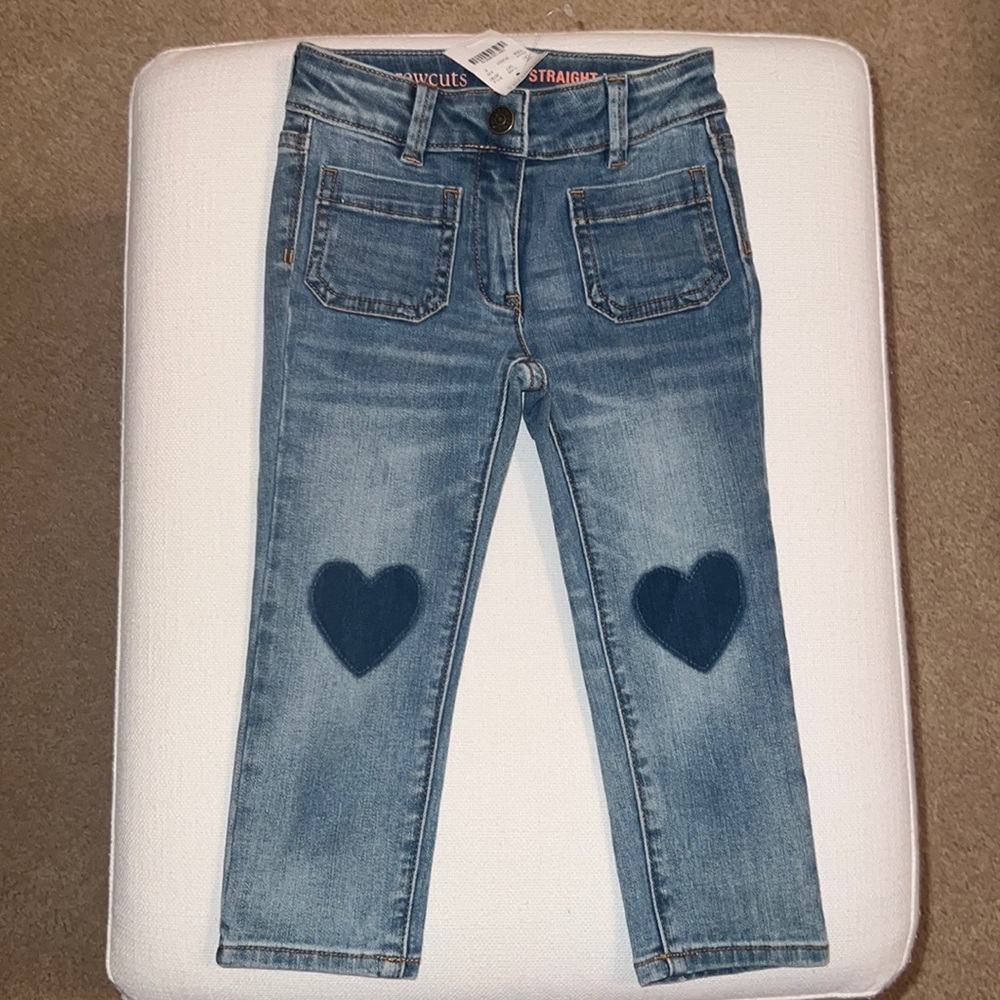 Crewcuts Light Blue Denim Jeans with Dark Blue Heart Knee Patches